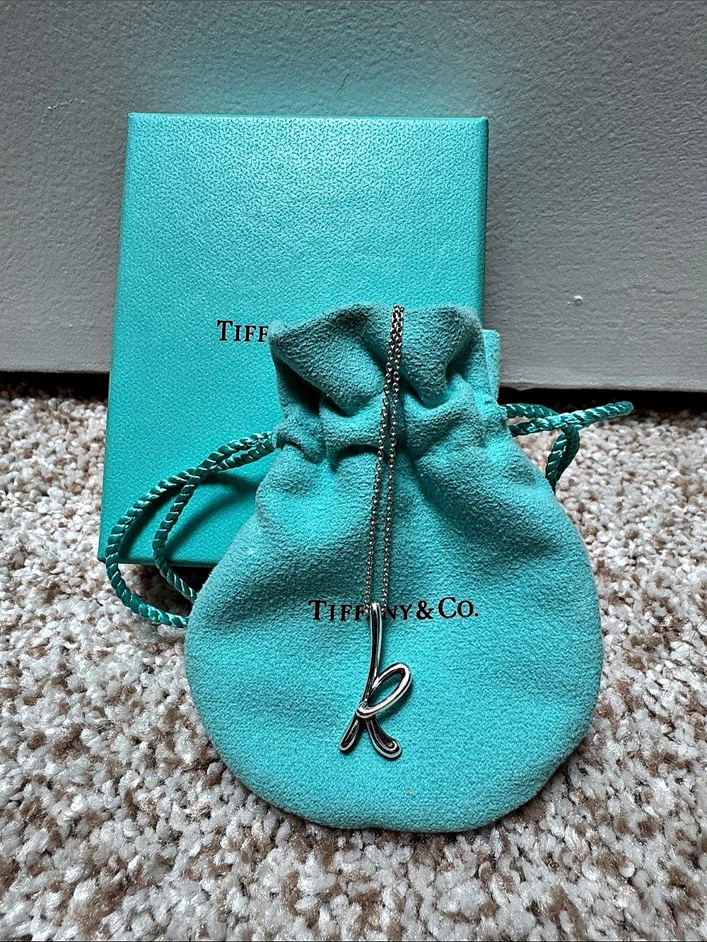 Tiffany & Co. Elsa Peretti Alphabet Letter K Pendant Necklace